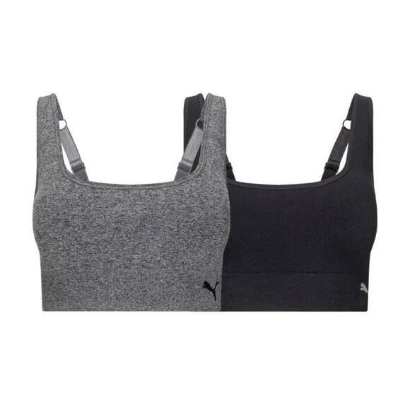 PUMA Lg 2 Pack Seamless Athletic Sports Bra Set Adjustable Drycell Activewear - Picture 2 of 13